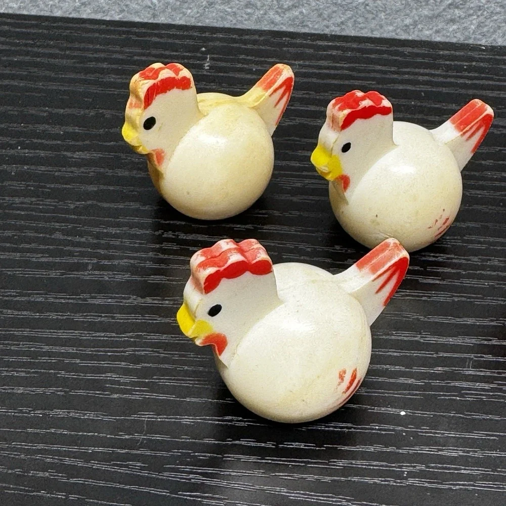 Vintage Fisher Price little people 7 CHICKENS for farm red Rooster and white Hen